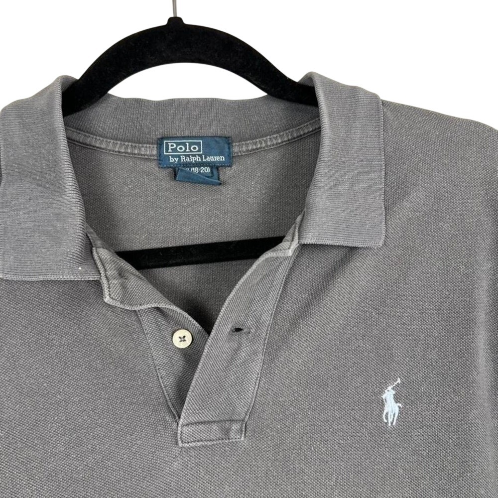 Polo Ralph Lauren Kids XL 18-20 Gray Short‎ Sleeve Pique Polo Shirt Pony Logo - Picture 2 of 8